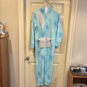 Justice Light Blue Bunny One Piece Bodysuit